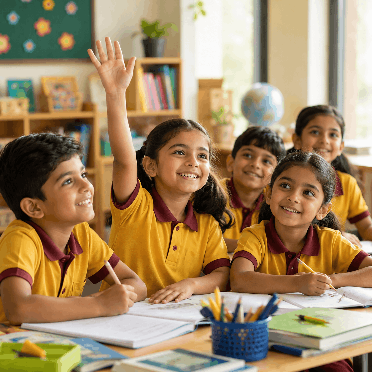 Class 3 child engaged in classroom learning at Aarsh Institute