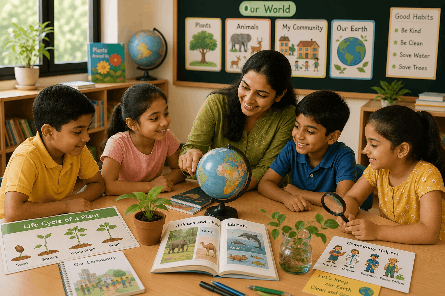 Class 3 child exploring environmental studies