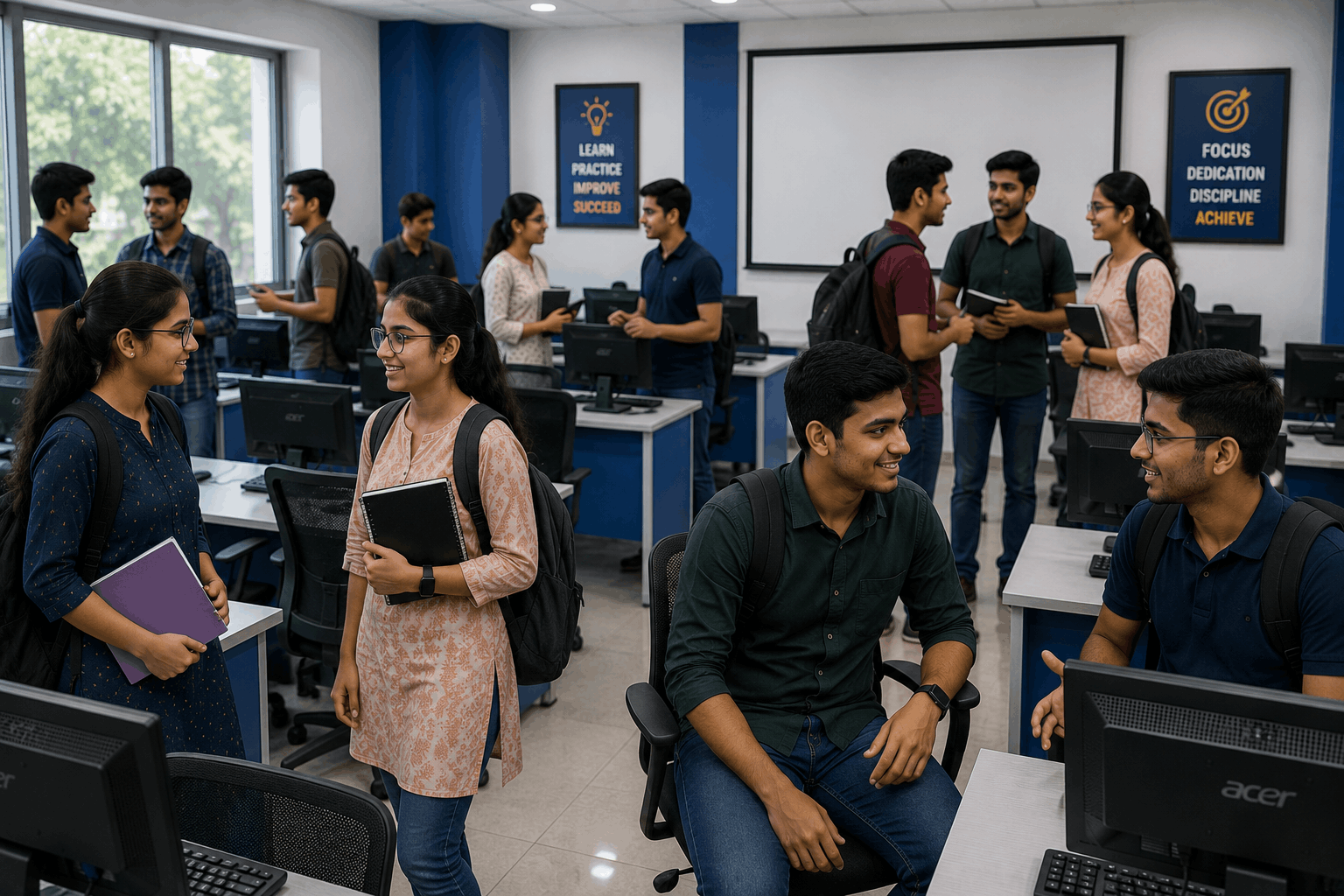 Students between lab sessions