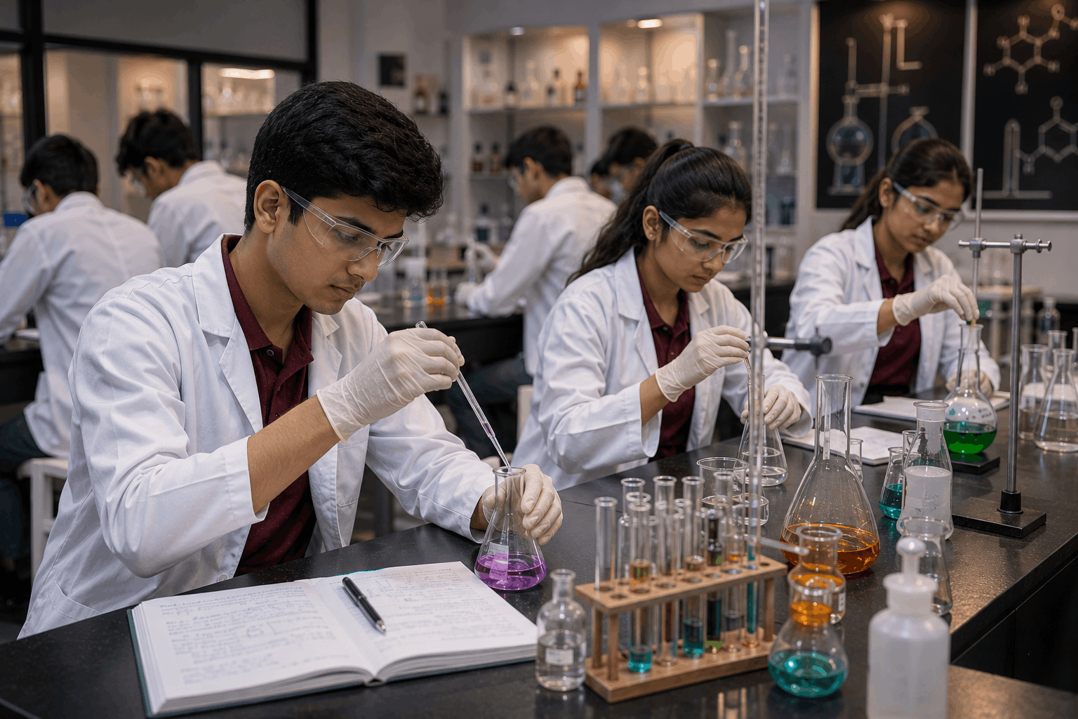 Chemistry laboratory practical session at Aarsh Institute