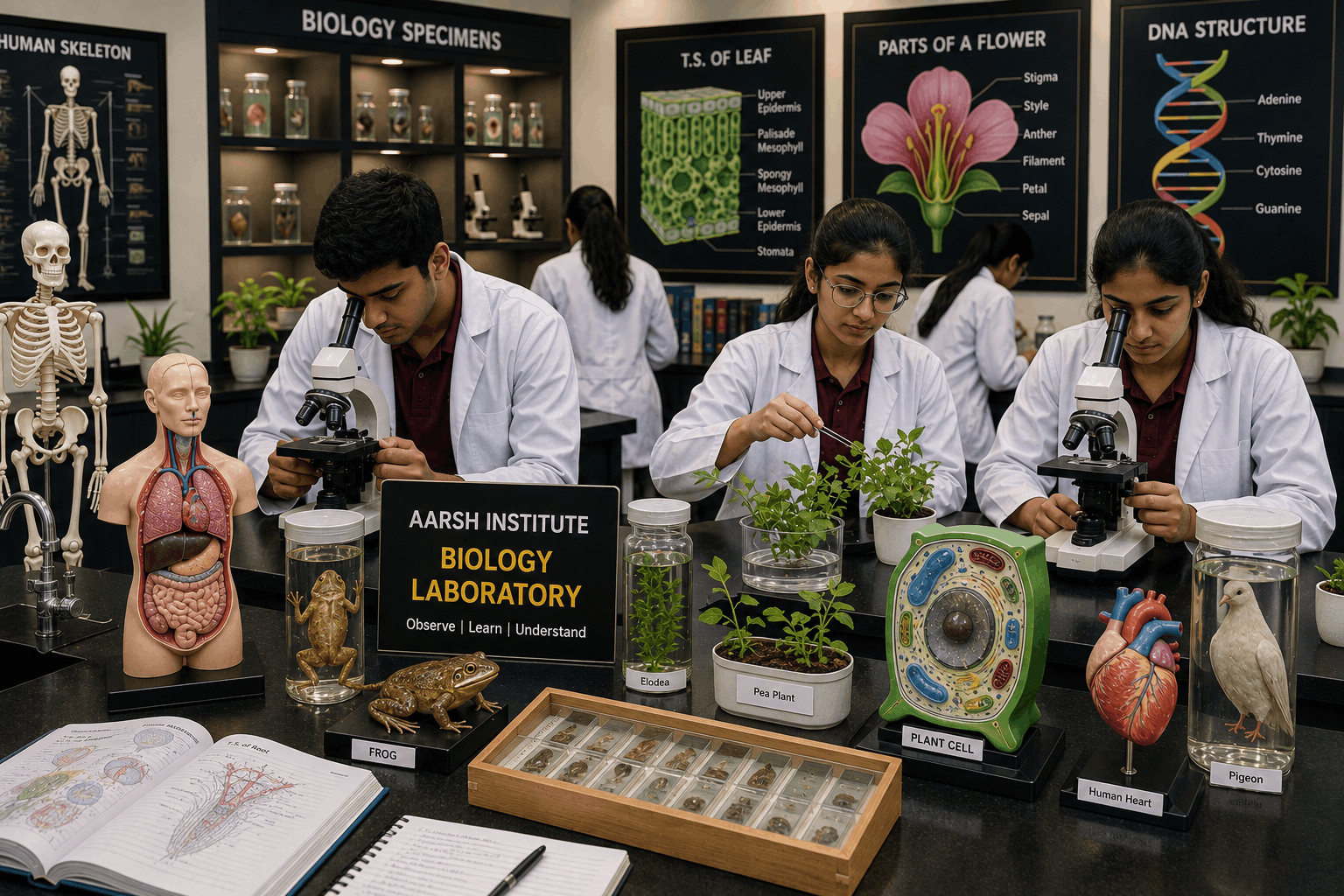 Biology laboratory specimens at Aarsh Institute