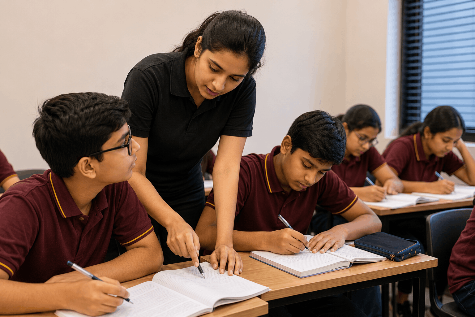 Class 8 students during a doubt-solving session