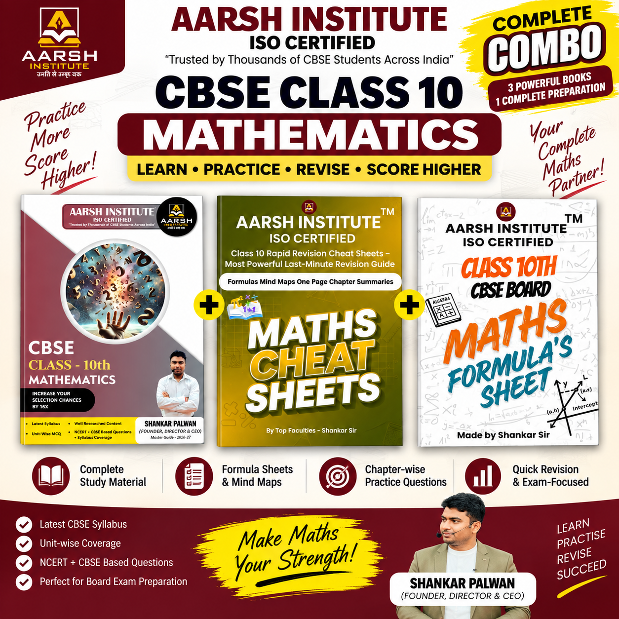 CBSE Class 10 Mathematics Complete Combo – Master Guide + Cheat Sheets + Formula Sheet