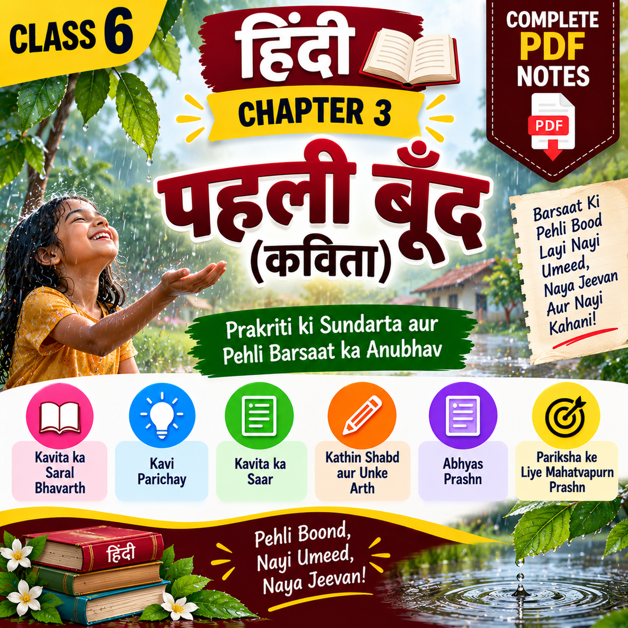 Pehli Boond (Kavita) - Class 6 Notes